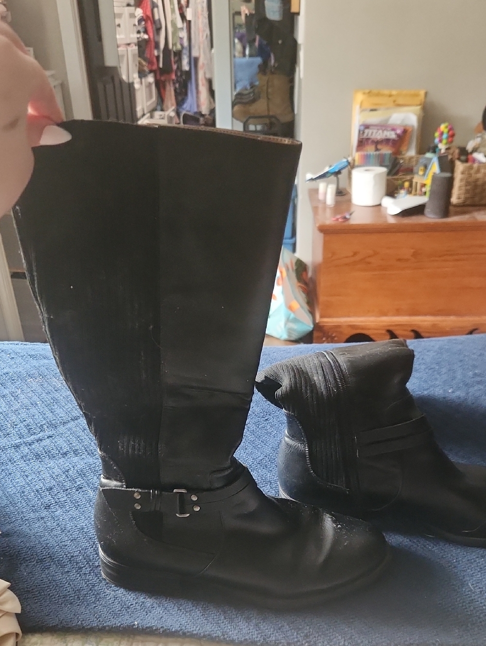 Life Stride Black Tall Riding Boots with Buckle Detail